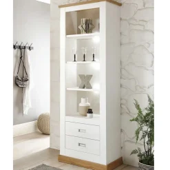 Landhausregal in Weiß & Dekor Wildeiche - Helkaska