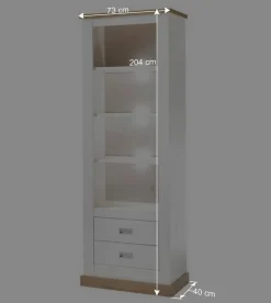 Landhausregal in Weiß & Dekor Wildeiche - Helkaska