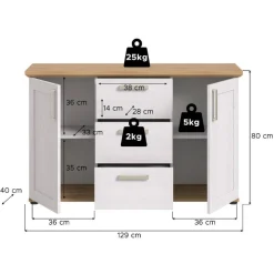 Landhaus-Sideboard in Weiß - Tocella