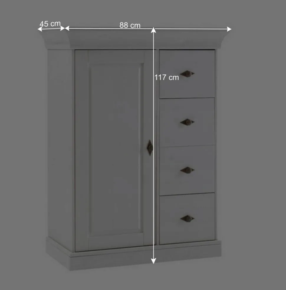 Landhausstil Kommode Cempino in Grau