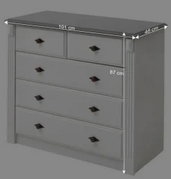 Landhausstil Kommode in Weiß & Grau - Caneon