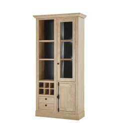 Landhaus-Vitrinenschrank in Eiche Gold - Hengas