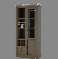 Landhaus-Vitrinenschrank in Eiche Gold - Hengas