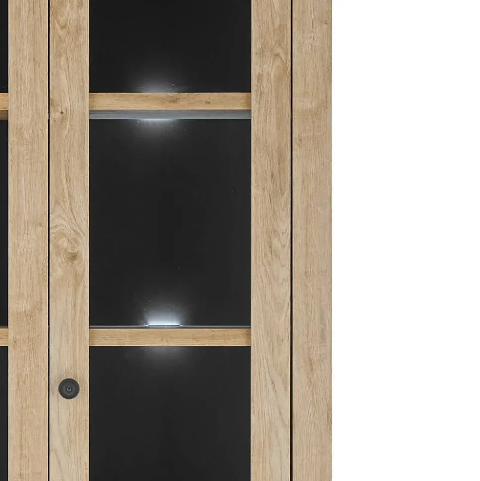 Landhaus-Vitrinenschrank in Eiche Gold - Hengas