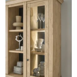 Landhaus-Vitrinenschrank in Eiche Gold - Hengas