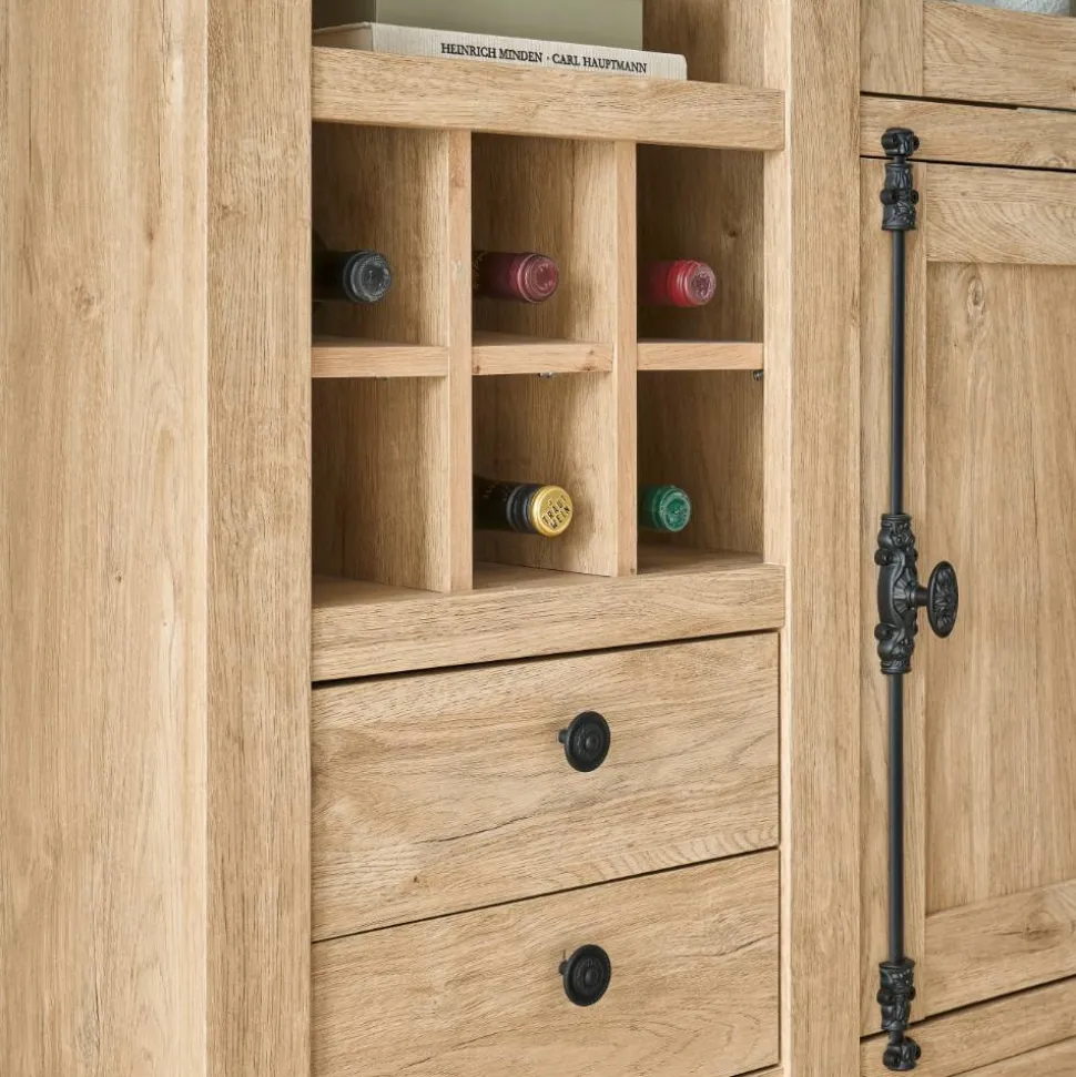 Landhaus-Vitrinenschrank in Eiche Gold - Hengas