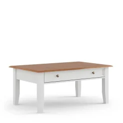 Landhaus-Wohnzimmertisch in Weiß mit Eiche - Bordona