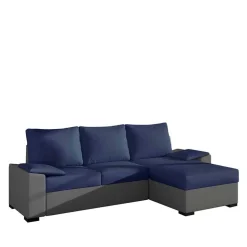 L-Design Ausziehsofa in Blau und Grau - Lugres
