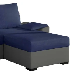 L-Design Ausziehsofa in Blau und Grau - Lugres