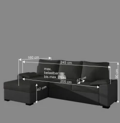 L-Design Ausziehsofa in Blau und Grau - Lugres