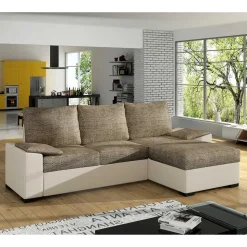 L-Design Bettsofa in Beige und Creme - Dongtana