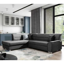 L-Design Funktionscouch in Dunkelgrau - Silecta