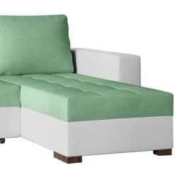 L-Design Schlafsofa in Hellgrün und Weiß - Ingo