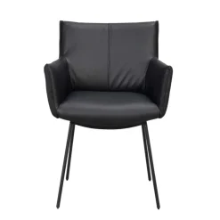 Leder Armlehnenstuhl in Schwarz - Iliandro (2er Set)