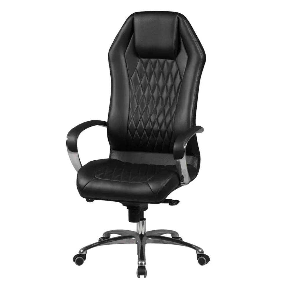 Leder Bürostuhl mit hoher Lehne in Schwarz - Posadas