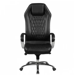 Leder Bürostuhl mit hoher Lehne in Schwarz - Posadas