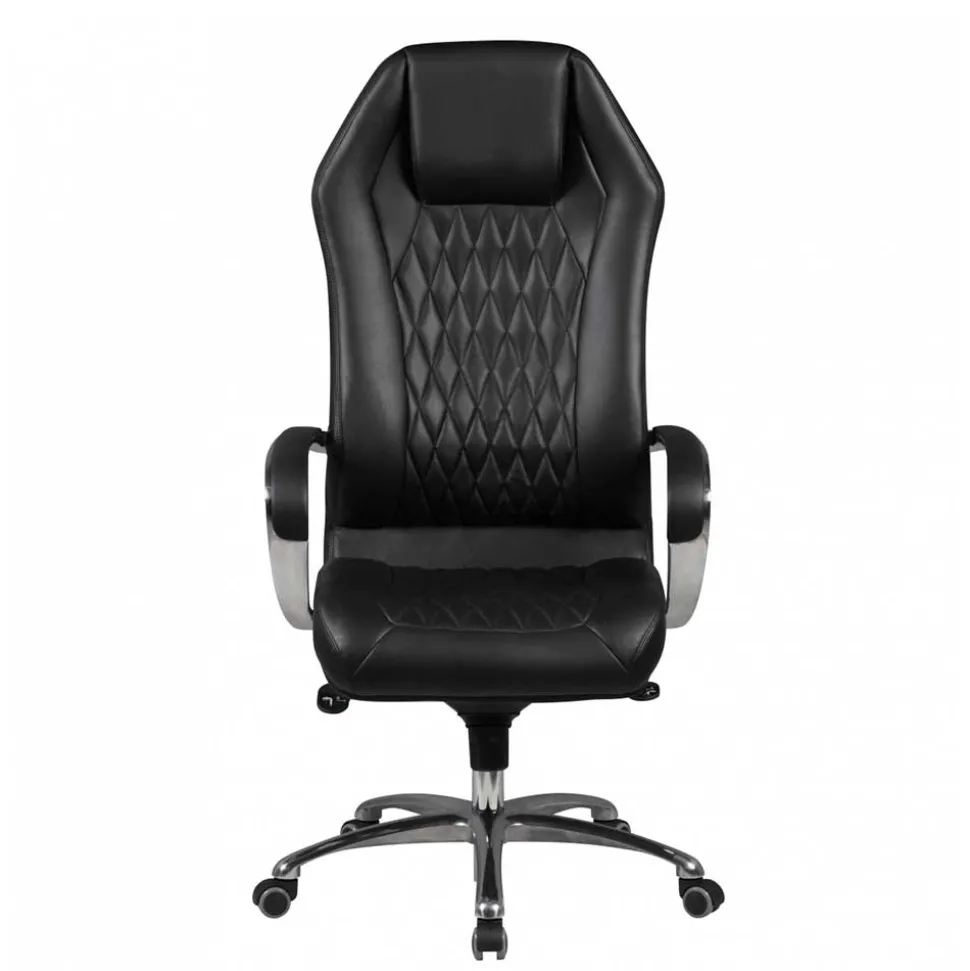 Leder Bürostuhl mit hoher Lehne in Schwarz - Posadas