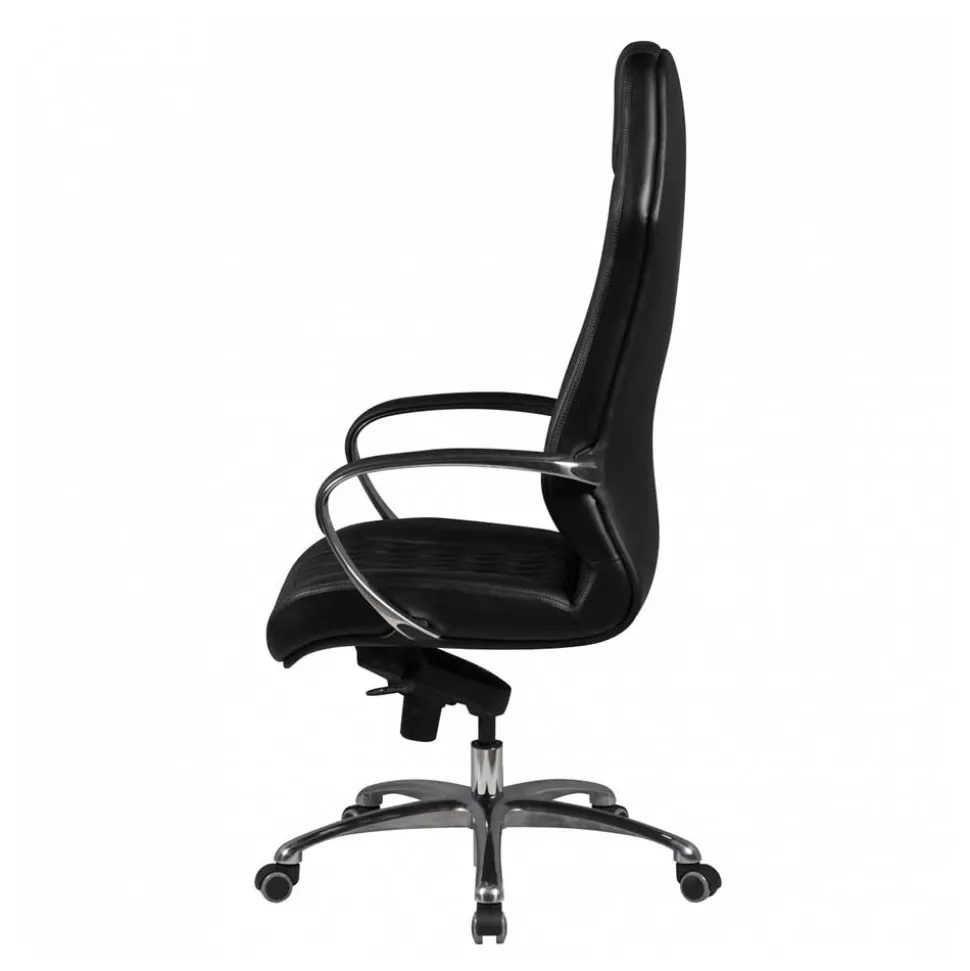 Leder Bürostuhl mit hoher Lehne in Schwarz - Posadas