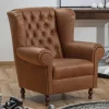 Leder Chesterfieldsessel in Cognac Braun - Martinos