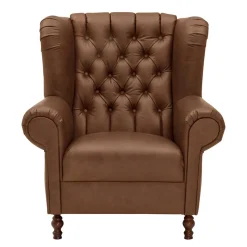 Leder Chesterfieldsessel in Cognac Braun - Martinos