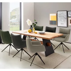 Leder Esstischstühle in Creme - drehbar - Klimaca (2er Set)