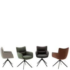 Leder Esstischstühle in Creme - drehbar - Klimaca (2er Set)