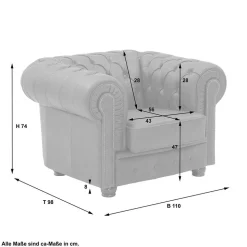 Leder Polstergarnitur Chesterfield - Gonron (dreiteilig)