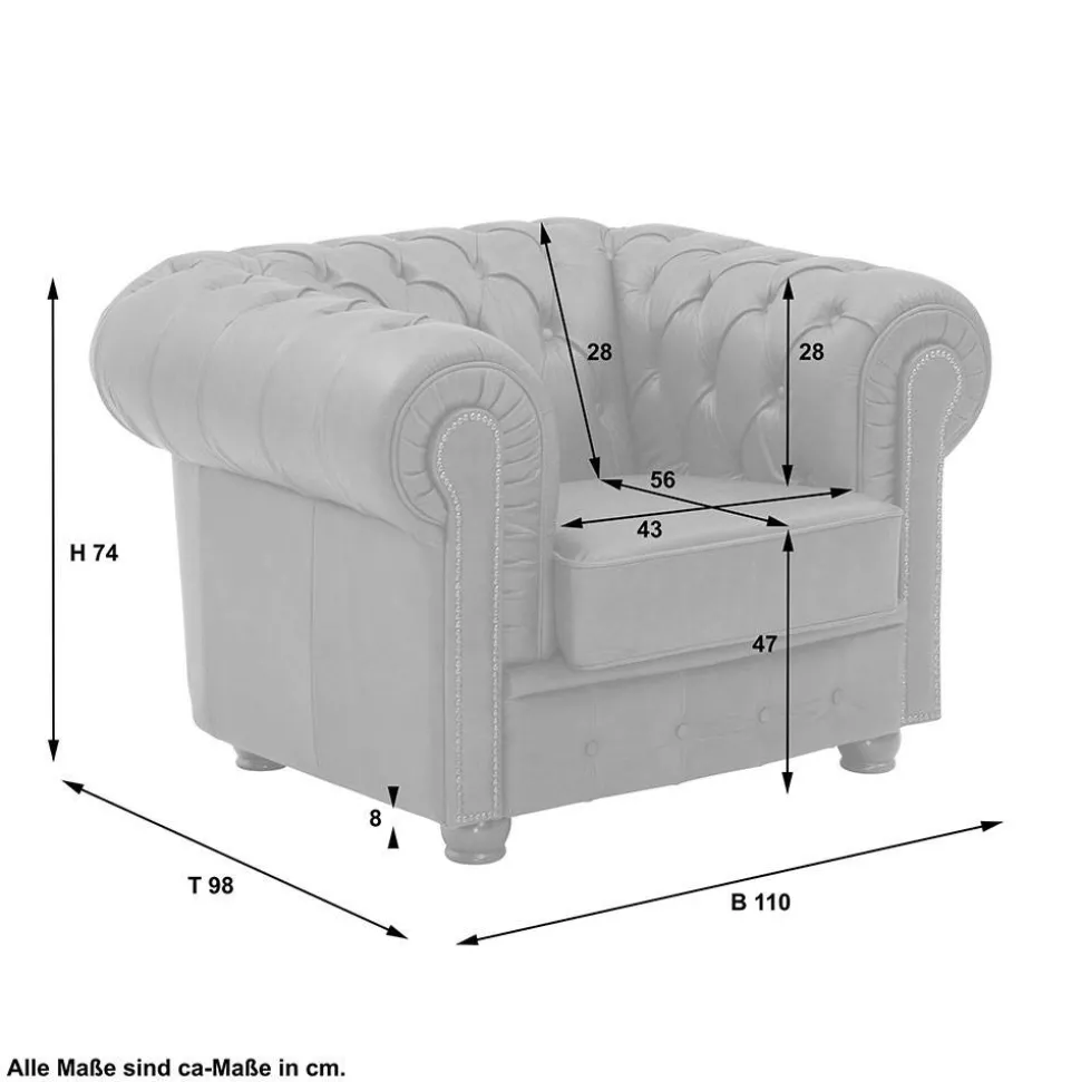 Leder Polstergarnitur Chesterfield - Gonron (dreiteilig)