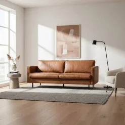 Leder 3-Sitzer Couch in Braun Cognac - Eterna