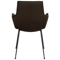 Lederstuhl mit Armlehnen in Braun - Unkorian (2er Set)