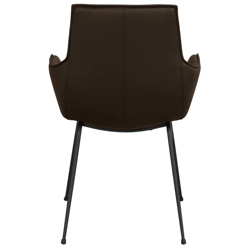 Lederstuhl mit Armlehnen in Braun - Unkorian (2er Set)