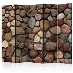 Leinwand Paravent Bunte Kieselmauer - Aurelius