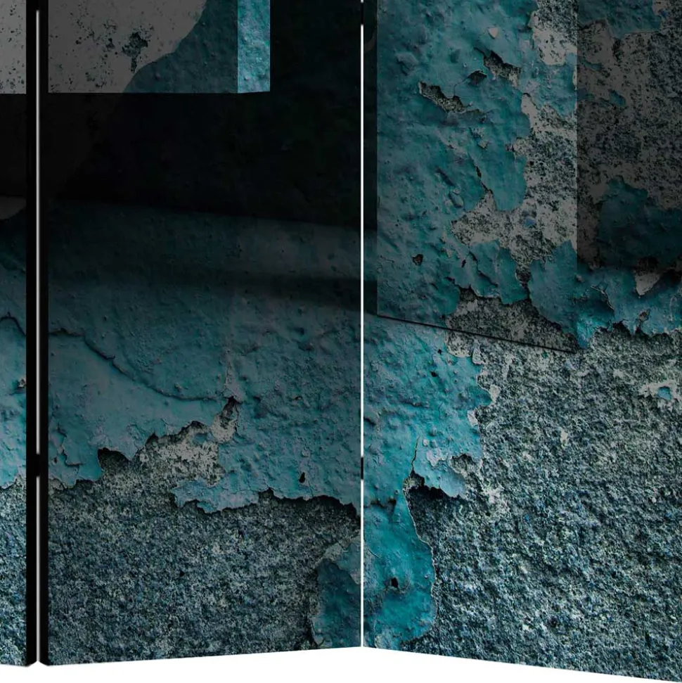 Leinwand Paravent in Blau & Grau bedruckt - Hincomi