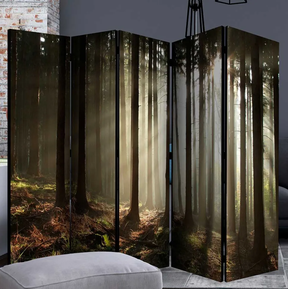 Leinwand Paravent mit Naturmotiv Wald - Nadiola
