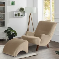 Lesesessel in Beige und Nussbaum - Ulada I