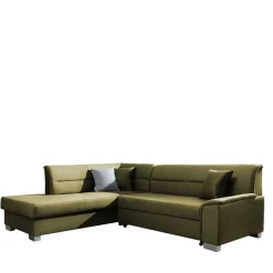 L-Form Funktionssofa in Oliv Grün Samtstoff - Donnys