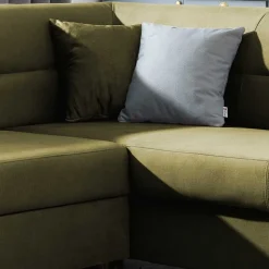 L-Form Funktionssofa in Oliv Grün Samtstoff - Donnys