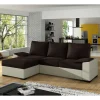 L-Form Schlafsofa in Dunkelbraun und Cremeweiß - Minia