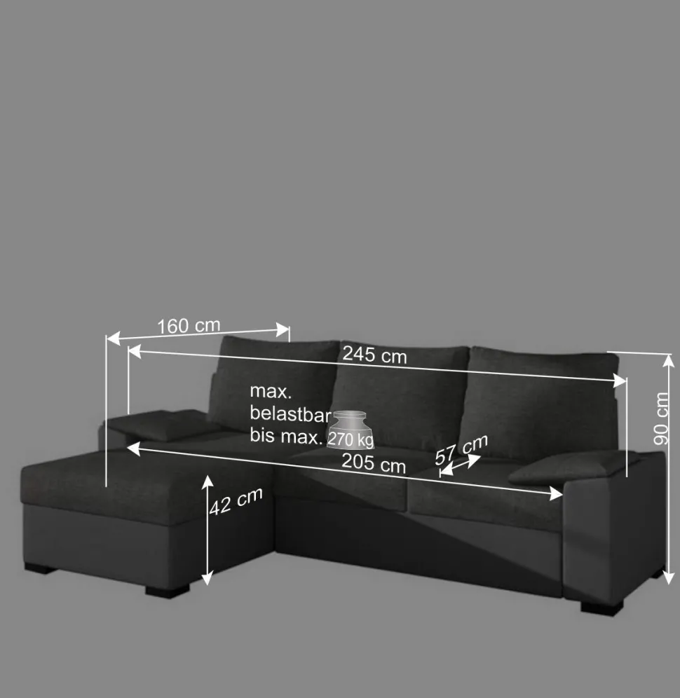 L-Form Schlafsofa in Dunkelbraun und Cremeweiß - Minia
