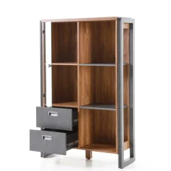 Loft Design Highboard im Eiche dunkel Dekor und Schwarz - Rompira