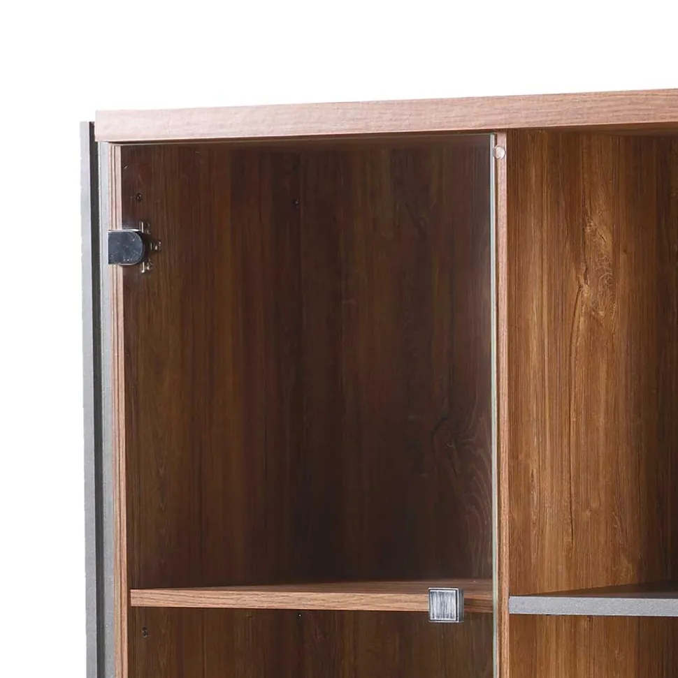 Loft Design Highboard im Eiche dunkel Dekor und Schwarz - Rompira