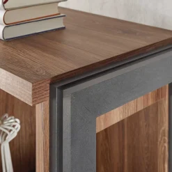 Loft Design Highboard im Eiche dunkel Dekor und Schwarz - Rompira