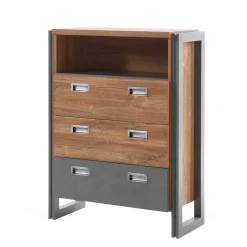 Loft Design Kommode im Eiche dunkel Dekor und Schwarz - Rompira