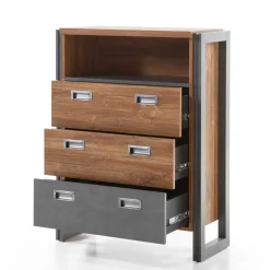 Loft Design Kommode im Eiche dunkel Dekor und Schwarz - Rompira