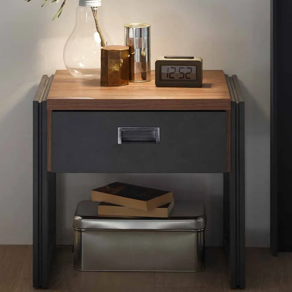 Loft Design Nachttisch Rompira mit Schublade