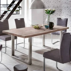 Loft Designtisch Deluiga mit Edelstahl Gestell