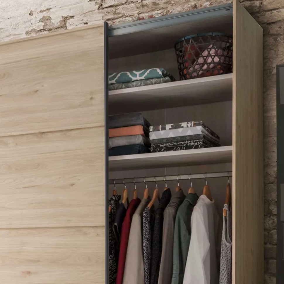 Loft Doppelbett & Schwebetüren Schrank - Licruva (vierteilig)