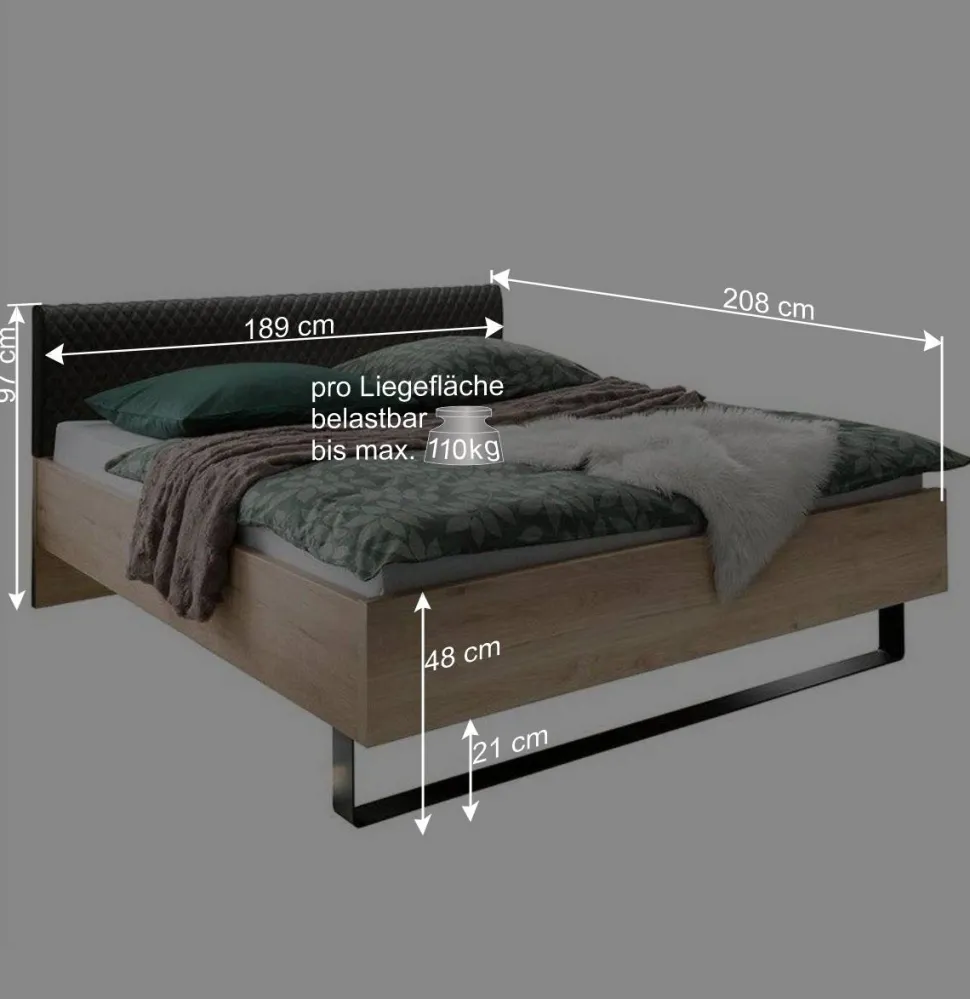 Loft Doppelbett & Schwebetüren Schrank - Licruva (vierteilig)