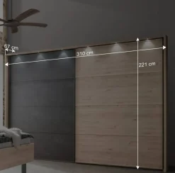 Loft Doppelbett & Schwebetüren Schrank - Licruva (vierteilig)