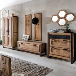 Loft Flurmöbel Set Mendoza aus Akazie Massivholz (neunteilig)